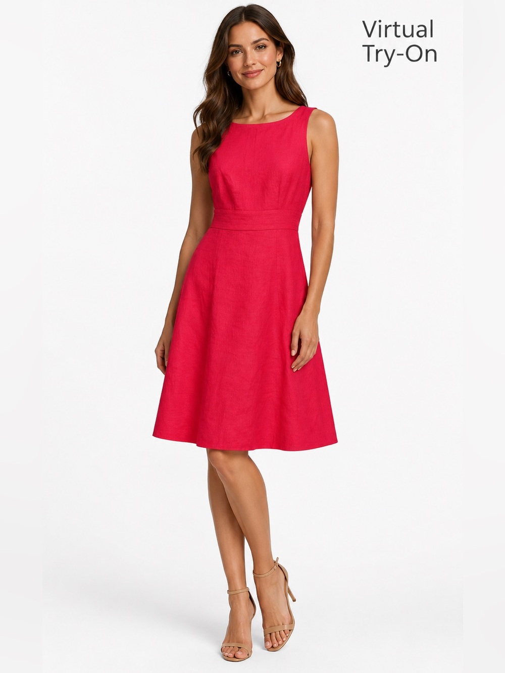 Talbots Bright Red Sleeveless Linen A-Line Mini Dress
